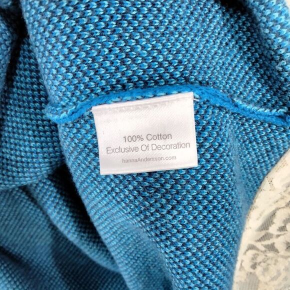 hanna andersson Sweater Dress Girls Size 12 150 Blue Polka Dot Lace Trim Ruffle - Picture 8 of 12